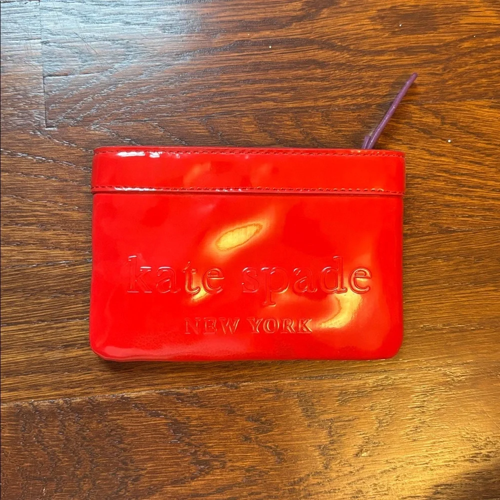 Kate Spade Glossy Red Wallet With Purple Accents - Picture 1 of 6